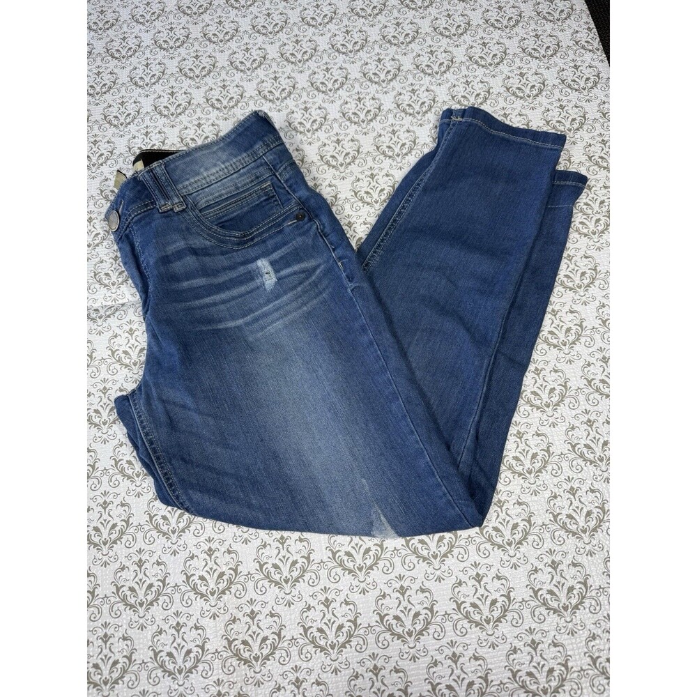 Democracy Women's Jeans Size 10 Ab Tech Blue Skinny Leg‎ Mid Rise Distressed